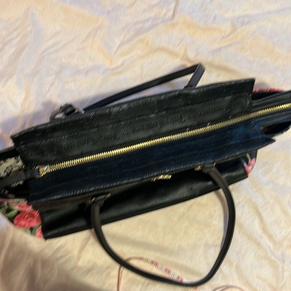 Juicy Couture Black Satchel with Pink Floral Accents - Picture 10 of 16